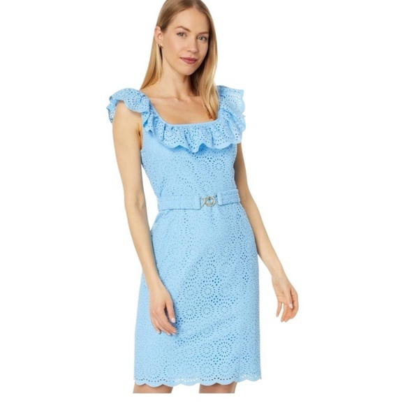 Lilly Pulitzer Ryann Eyelet Shift Dress Sleeveless Sundress with Flutter Sleeves - Picture 1 of 10